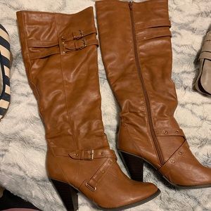 Tan boots faux leather